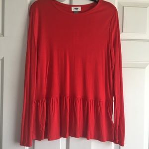 Old Navy red long sleeve peplum top